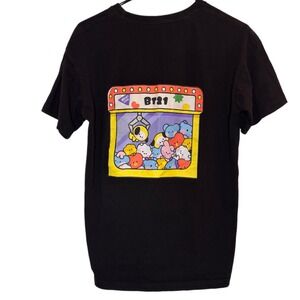 BT21 Minini Arcade Graphic Black T Shirt Large Kawaii Kpop Cute Unisex Claw Mach